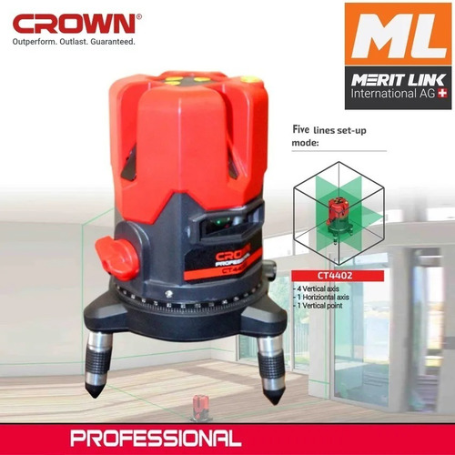 Imagen 3 de 8 de Nivel Laser Crown Japan 360 Grados 6 Líneas Recargable Pro