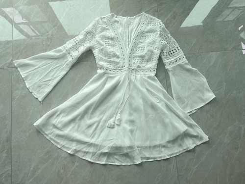 Vestido Negro Chiffon Escote V Mujer
