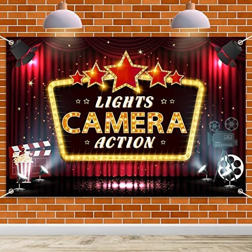 Hamigar 6x4ft Lights Cámara Acción Banner Backdrop - Twb3j