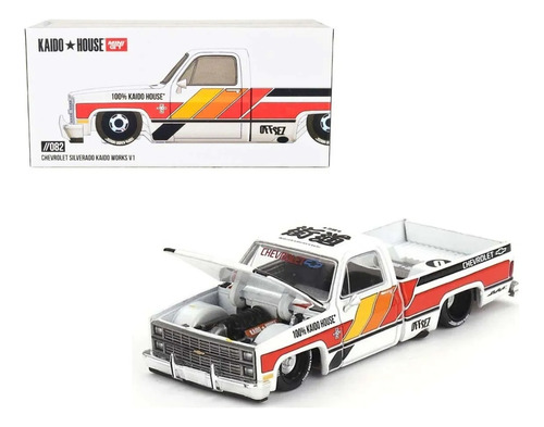 Kaido House 1:64 1983 Chevrolet Silverado Pickup Blanco 