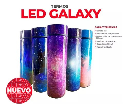 Termo Led Pantalla Digital De Temperatura 500ml Galaxia