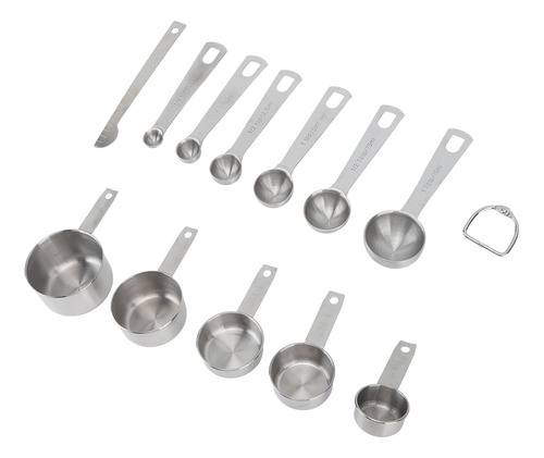 Juego De Tazas Y Cucharas Medidoras De Acero Inoxidable