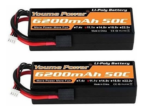 2 Baterias Lipo 11.1v 6200mah 50c 3s Youme Power