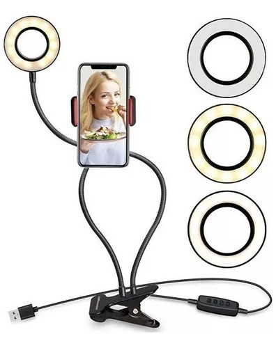 Luz Led Aro Con Soporte Celular Para Foto Selfies Bola8