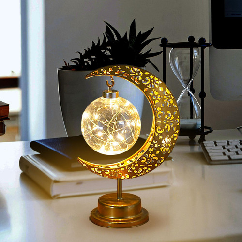 Nuevo Iron Eid Moon Light Decoraciones Lámpara De Luz Luz