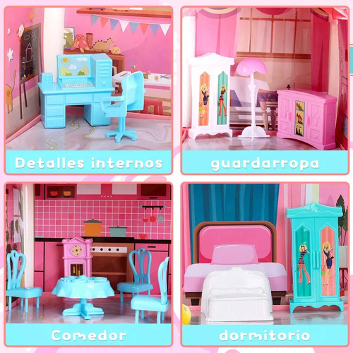 Grande Casa De Bonecas Com Móveis, 1 Quarto E 4 Quartos