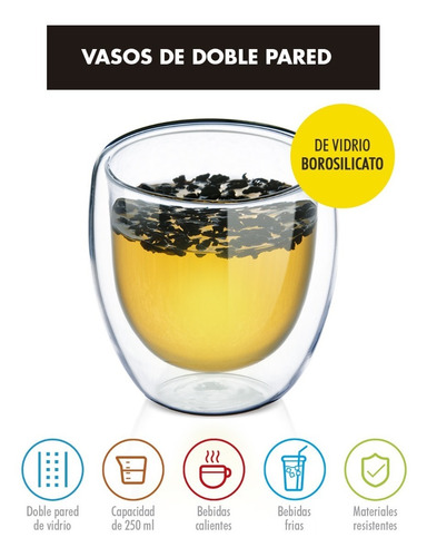 Vaso De Doble Pared Con Fondo Curvo 250 Ml.