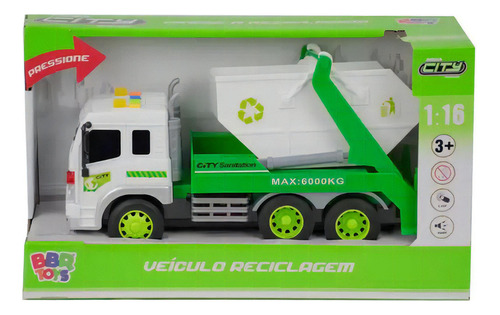 Brinquedo Caminhão De Lixo Reciclagem Caçamba R3035 Bbr Toys