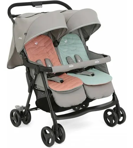 Cochecito de paseo doble Infanti Duo Ride S813 gris +2 Bases + 2 Huevitos