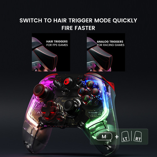 . Gamesir T4 Kaleid Controller Com Cabo Transparente Para .