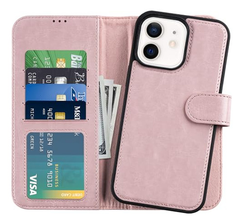 Funda Cartera Para iPhone 12 iPhone 12 Pro Rosa 6.1 PuLG P-3