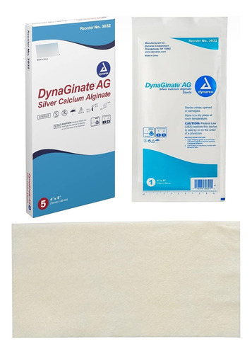 Dynaginate Ag Apósitos De Alginato Calcio-plata 10x20cm C/5u Blanco