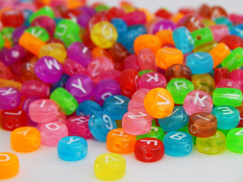 Imagen 3 de 3 de Separador Letra De Acrilico 6mm Bisutería Pulsera 200 Piezas