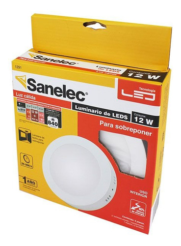 Lámpara Circular S/poner 12w Luz Cálida