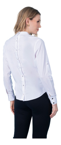 Aspik Blusa Mujer Cuello Mao Manga Larga Escote V Oficina As