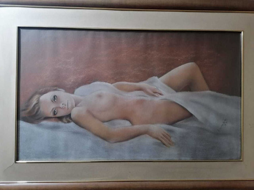 Cuadro   Mujer Desnuda . Pintor Suárez. Técnica. Papel