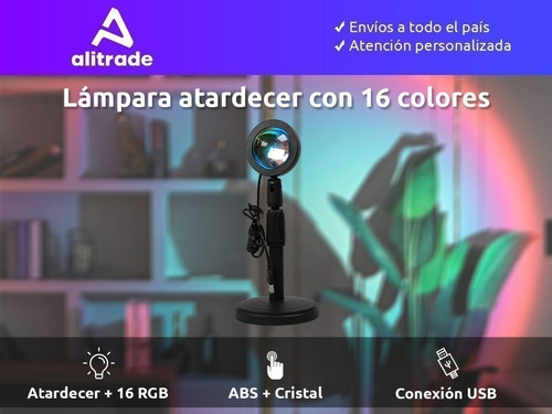 Imagen 2 de 10 de Lampara Proyector Atardecer 16 Colores Sunset Control Usb