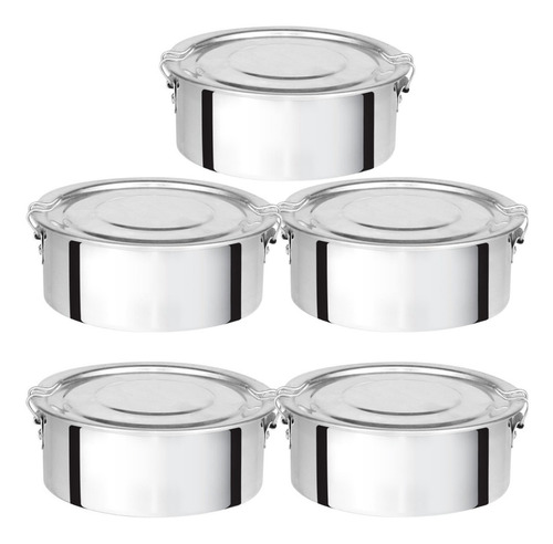Kit 5 Marmita Redonda Alta Com Trava Nº14 900 Ml Alumínio