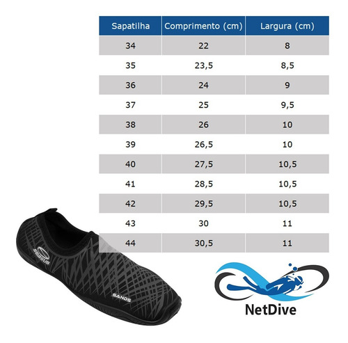 Sapatilha Sands Seasub Esporte Náutico Mergulho Pesca Praia