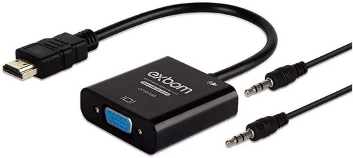 Imagem 2 de 4 de Cabo Adaptador Conversor Hdmi Para Vga Com Saída P2 De Áudio