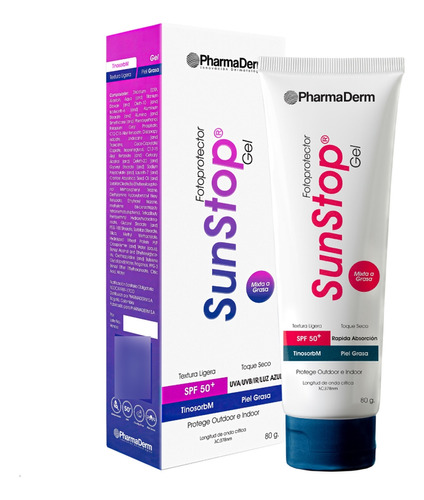 Protector Solar Sunstop Gel Spf 50 Pharmaderm 80g