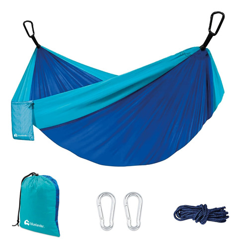 Mayoreo 2 Hamacas Camping Portátil Azul + Kit De Instalación
