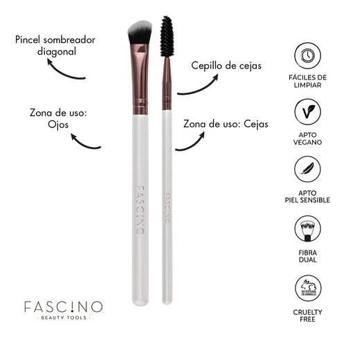 Imagen 9 de 12 de Set 15 Brochas Y Pinceles De Maquillaje Crueltyfree Fascino