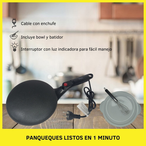 Panquequera Eléctrica Batidor Antiadherente 800w Bowl Dinax Color Negro