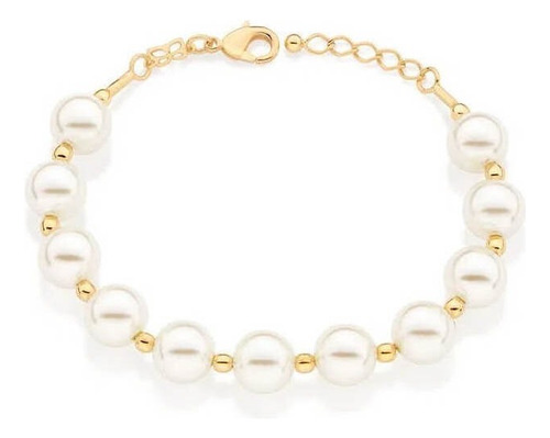 Pulseira Rommanel Pérolas Grande 10mm Banhado Ouro Catalogo