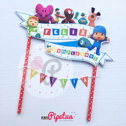 Centro De Torta Pocoyo Topper Pincho Adorno Para Tortas