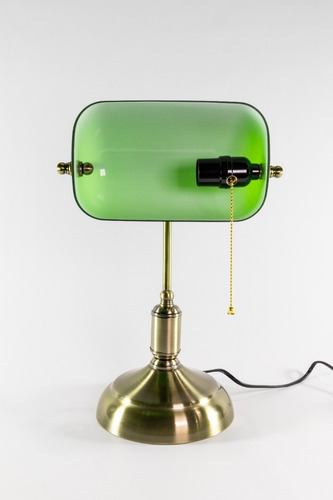 Imagen 3 de 5 de Lámpara Banquero Curva Dorada Y Verde Cadena E27 220v