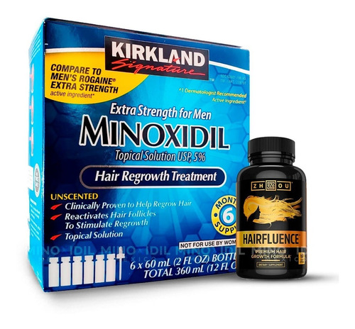 Imagen 1 de 5 de Minoxidil 5% + Zhou Hairfluence 60 Caps Premium