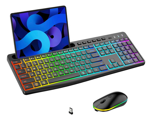 Combo Teclado Y Mouse Inalámbricos Con Retroiluminación Rgb