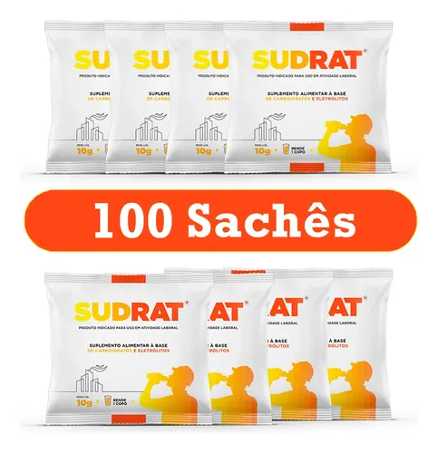 Sudrat Repositor Isotônico Pó Tangerina 100 Sachês 10g Carboidrat...