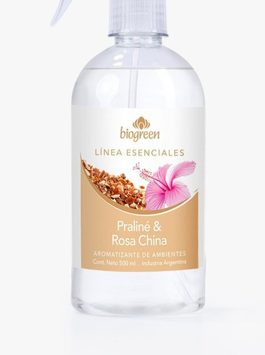 Aromatizante Biogreen Praliné Y Rosa China 500ml Sin Gatillo