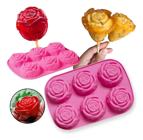 Forma Molde Silicone Rosa 3d Para Maçã Do Amor Confeitaria