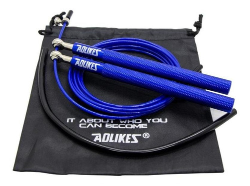 Cuerda Speed Rope Cross Jump Rope de aluminio con rodamiento, color azul