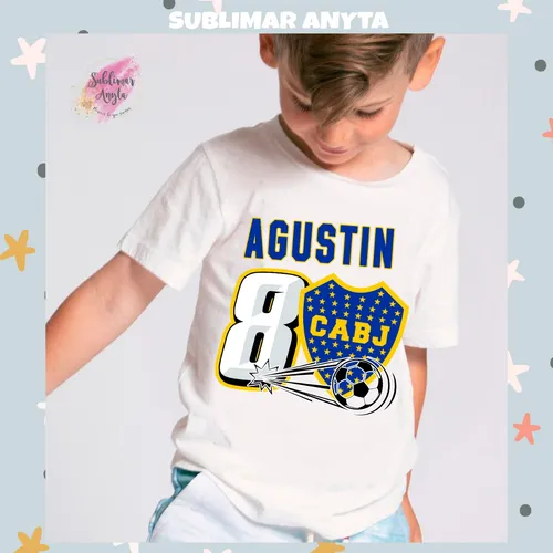 Remera Cumplea os Boca Juniors Con Nombre Y Edad