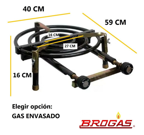 Imagen 2 de 5 de Mechero Quemador 2 Llaves Brogas Para Disco Paellero 40 Cm
