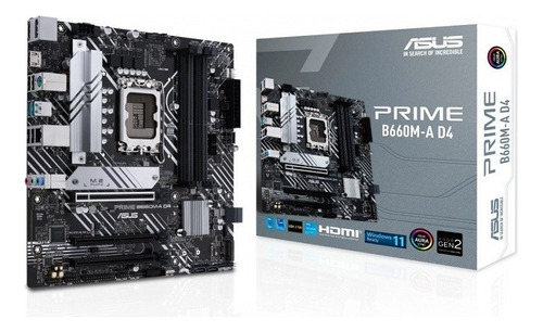 Tarjeta Madre Asus Prime B660m-a D4 1700 Ddr4 Micro Atx Color Negro