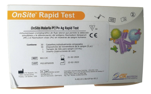 Prueba Rápida  Malaria Pf/pv Ag