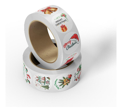 3 Rollo De 500 Pegatinas Navideñas Para Hacer Estilo B