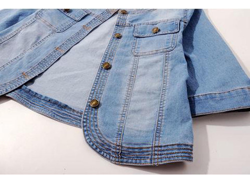 Chaqueta De Mezclilla Suave Corta De Manga Media Para Mujer