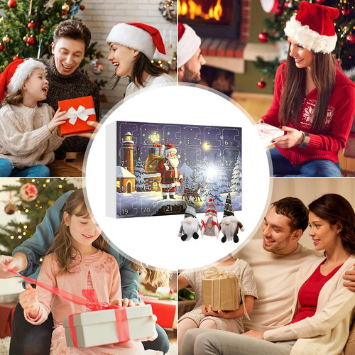 Decoración Navideña Con Calendario De Llegada De Enanos, Caj