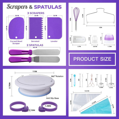 Imagen 3 de 7 de Set De Decoración Para Tarta 137 Piezas + Base Tarta