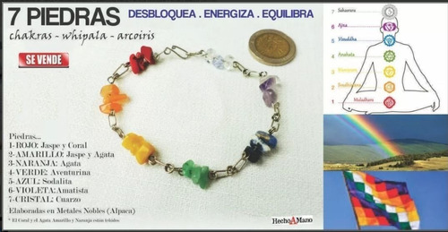 Pulsera & Chacras De Piedra Natural 7 Colores. Whipala.