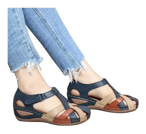 Sandalias Ortopédicas Para Mujer Zapatos Retro Punta Redonda