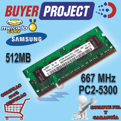 Imagen 1 de 4 de Memoria Ram Samsung Ddr2 512mb Pc2-5300 Compatible 667/533mh