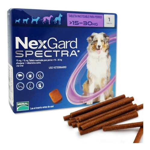 Nexgard Spectra 15 A 30 Kg/ Antiparásito Interno Y Externo