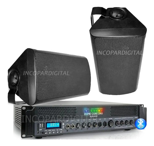 Combo Música Funcional Consola 4zonas 240w + 2 Bafles 6.5''